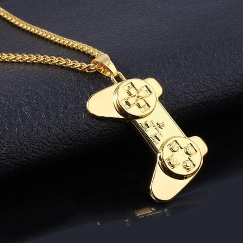 RJ Luxury Golden Game Console Handle Pendant Necklace Childhood Memories Metal Chain Jewelry Accessories Kids Gifts