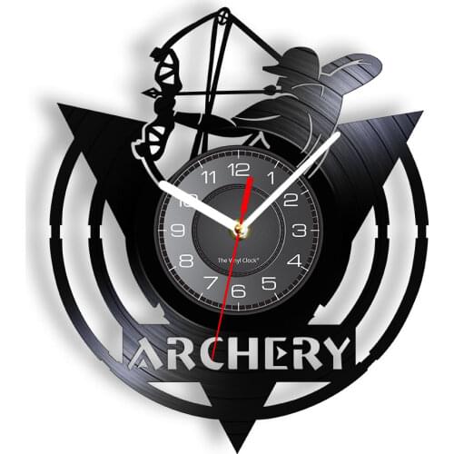 Arrows In The Hands Of Warriors Archery Bow Archery Wall Clock Archery Logo Shoot Bow Target Vinyl Record Wall Clock Archer Gift