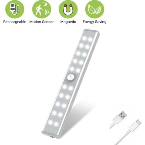 Motion Sensor Light 10/20/24/30/40/60 LED Closet Lights USB Rechargeable Motion Sensor Night Lamp for Wardrobe Kitchen Drawer