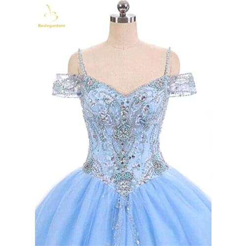 Bealegantom Real Photo Light Blue Quinceanera Dresses 2021 Ball Gown Beaded Sweet 16 Dress Debutante Vestidos De 15 Anos QA1600