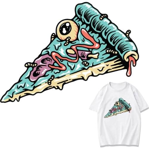 Food Patches Pizza Thermal Stickers on Clothes Fabric Iron-on Transfers for Clothing Thermoadhesive Patch Diy Applique Stripe