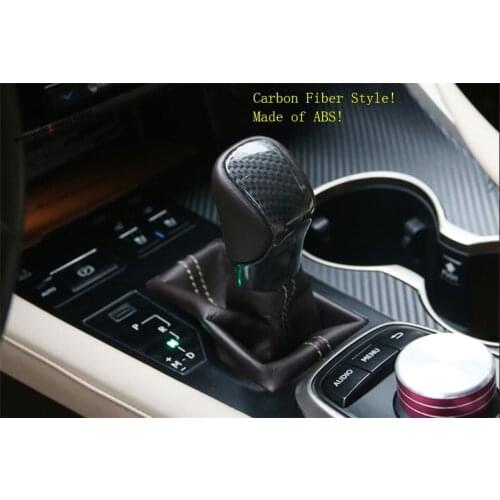 Yimaautotrims Carbon Fiber Style Interior Fit For LEXUS NX 200 300h 2015 - 2019 Gear Stall Shift Knob Handle Cover Trim