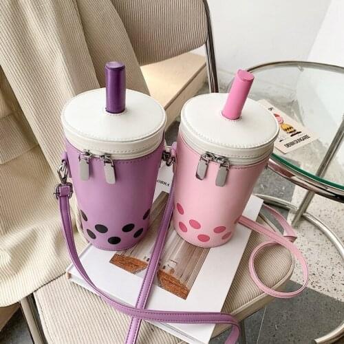 Women Funny Cute Drink Cup Crossbody Bag Milk Tea Drink Shoulder Bag Cartoon Printing Phone Bag