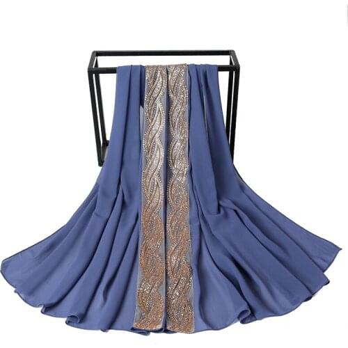 Female Solid Color Shinny Scarf Glitter Chiffon Silk Popular Shawls Muffler Headband Hijab Summer Muslim Scarves/Wraps