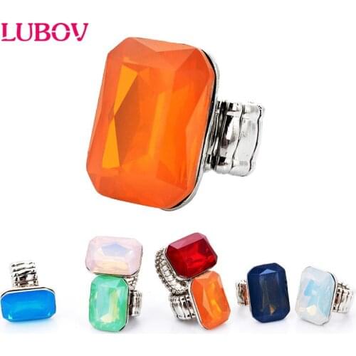 Personality Elegant Big Ring for Women 7 opal Colors Big resin Fashion Elastic Stretch Finger Rings Jewelry Christmas Gift