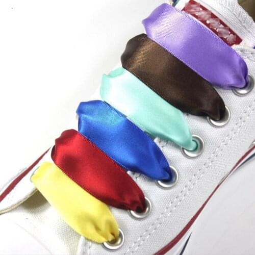 1Pair 2 CM Width Silk Flat Shoelace Laces Satin Silk Ribbon Shoelaces Sneaker Sport Off White Shoes Lace 100CM Length