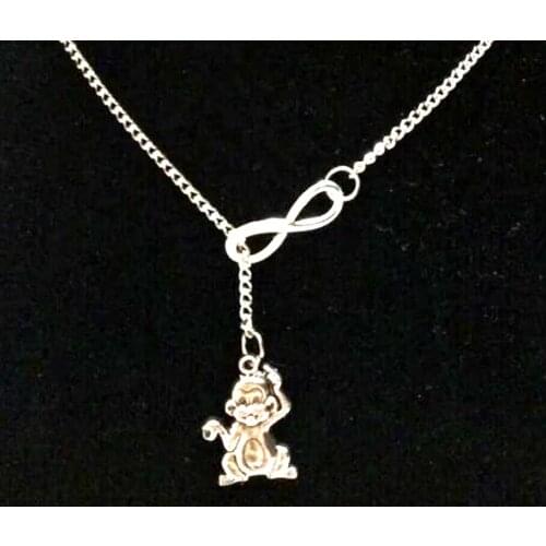 1PCS Fashion Vintage Lovely monkey Infinity Charms Collar Punk style Animal Pendant Necklace DIY Jewelry Gift