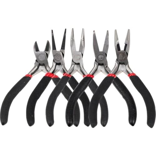 1 Pcs Stainless Steel Needle Nose Pliers Jewelry Making Hand Tool Black 12.5cm