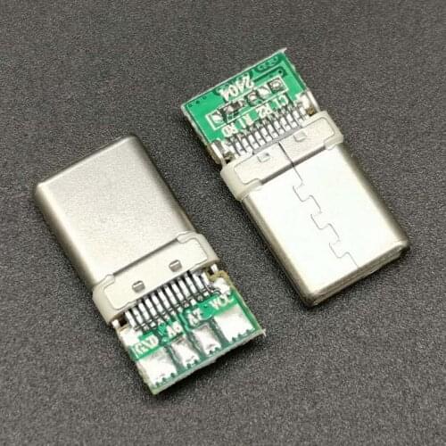 10pcs Type-c male plug with pcb board fast charge 3A 4 weld plate