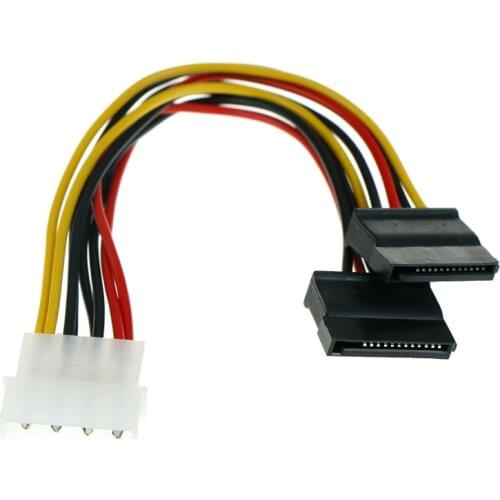 2pcs/lot SATA Power Cable Splitter 4 Pin To Serial 15 Pin Y Splitter Hard Drive IDE Power Cables Cable Adapter