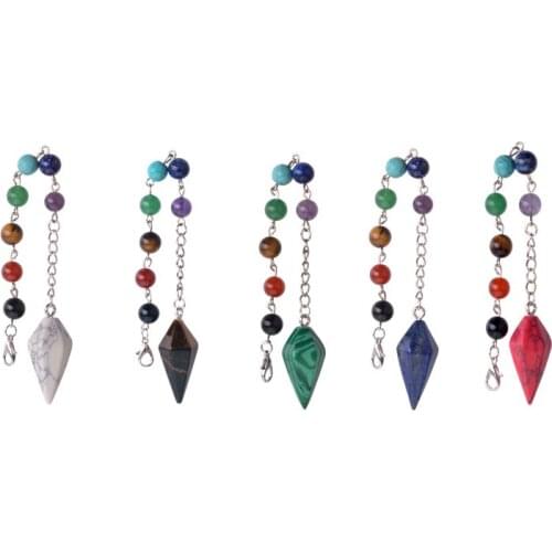 2019 Hot Sale Natural Stone Crystal Faceted Wicca Pendulum Pyramid Healing Reiki Chakra Dowsing Pendant Couple Necklace Women