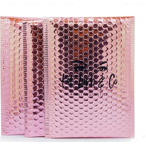25Pieces/Bag Pink Rose Gold Aluminized Bubble Envelope Shockproof Package Bag with Shipping Fee
