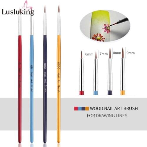 4Pcs French Wood Painting Drawing Builder Dotting Dot Brush UV Gel Nail Art Polish Tips Brushes Pen DIY Manicure Tools Set Kit