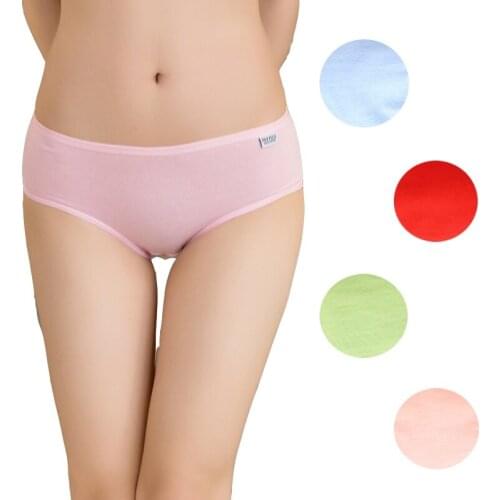 4Pc/lot Womens Underwear Cotton Women Panties Candy Color Underwear Simple Panties NNK0038