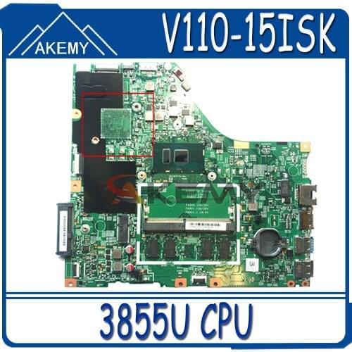 Akemy 15277-1N 448.08B01.001N For Lenovo V110-15ISK V110-15 Notebook Motherboard CPU 3855U 100% Test Work