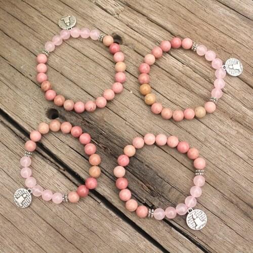 8mm Natural Stone Beads, Prayer Bracelet, Rhodrochrosite,Rose Quartz,Buddha,JapaMala, Spiritual Jewelry,Meditation,Inspirational