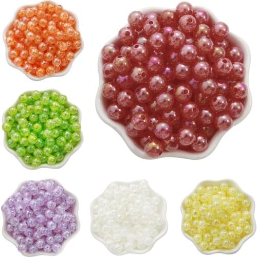 50pcs 6mm 8mm 10mm Rainbow Candy AB Color Acrylic Beads Round Loose Beads For Jewelry Making DIY Bracelet Necklace Accessories