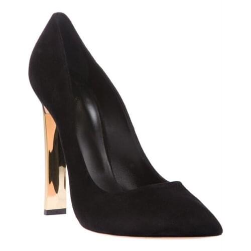 Carpaton 2018 Concise New Ladies 10cm super high heels real leather pointed thick heel shoes daily casual shoes black and red