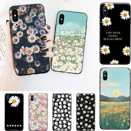 Black White Flower Daisy Phone Case for iPhone 11 12 pro XS MAX 8 7 6 6S Plus X 5S SE 2020 XR