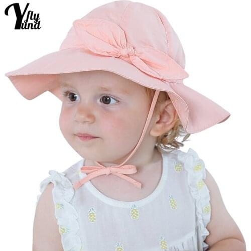 Yundfly Cute Cartoon Print Children Fisherman Cap Outdoor Sport Sunscreen Hat Fashion Bows Infant Bonnet Baby Headwear Kids Gift
