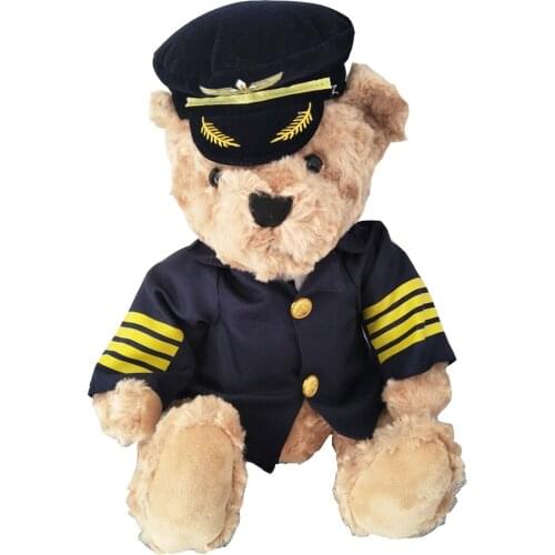 BOLAFYNIA Children Plush Stuffed Toy Captain Handsome uniform Teddy Bear for Valentines Day Christmas Birthday Gift