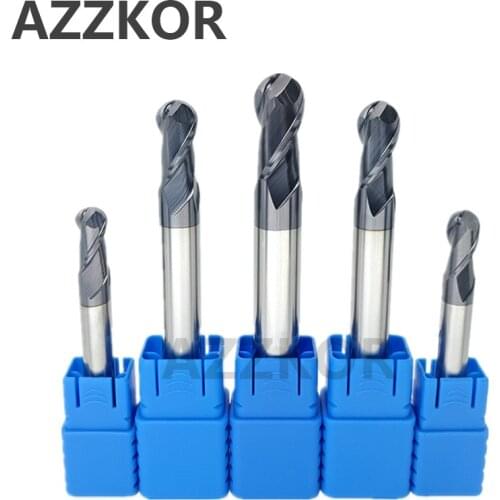 Milling Cutter Alloy Coating Tungsten Steel Tool 100L Hrc50 Lengthening Ball Nose Endmills AZZKOR Top Milling Cutter Endmill