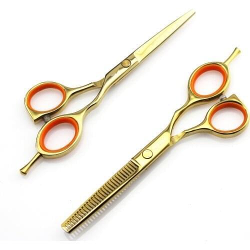 Customize Single-Tail classic 5.5 inch gold cutting barber thinning scissor cut hair scissors shears hairdressing scissors set