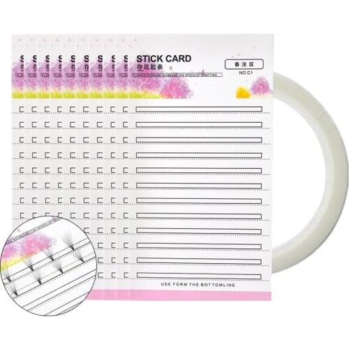 10pc card + 1pc Double sided tape eyelash stple stick card Eyelash extension tool save eyelash