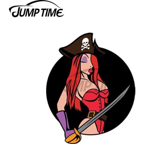Jump Time 13 x 13cm For Pirate Jessica Rabbit Sexy Car Sticker Funny Graphics Windshield Graffiti Stickers RV Decor Fine Decal
