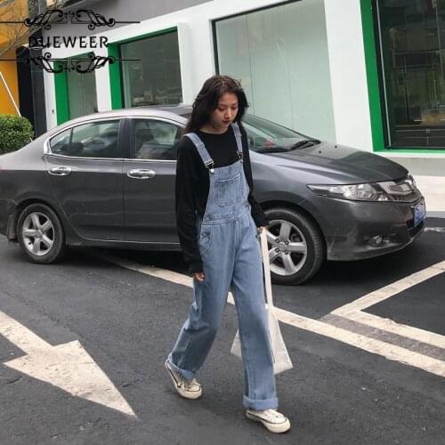 Dueweer Women Denim Jumpsuits Summer Long Strap Slim All-match Vintage Fashion Streetwear BF Ulzzang Leisure Students