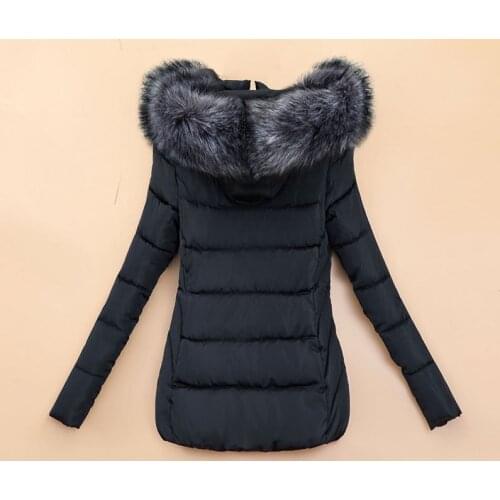 Plus Size S-6XL Winter Outwear Women 2021 New Fashion Casual Womens Jacket Hooded Fur collar Winter Coat Female Parkas