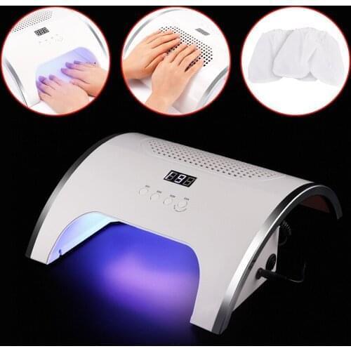 2 In 1 Nail Lamp Nail Dust Collector Manicure 80W Nail Dryer Vacuum Cleaner Manicure with 2 Powerful Fans Nail Art Salon Tools