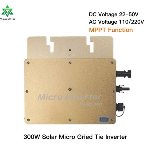 WVC300 Micro Grid Tied Inverter MPPT Pure sine Wave Inverter Input DC22V-50V,Output AC110/230V,50/60HZ with Waterproof IP65