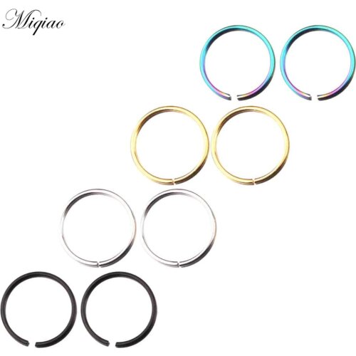 Miqiao 2pcs Explosive Personalized Multicolor Round Earrings Body Piercing Jewelry