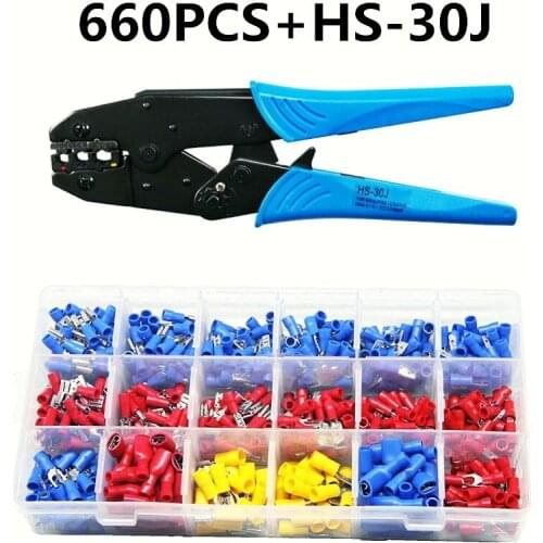280/660PCS Electrical Wire Assorted Crimp Spade Butt Ring Fork Set Ring Lugs Insulated Butt Insulated Terminal Cable Connector