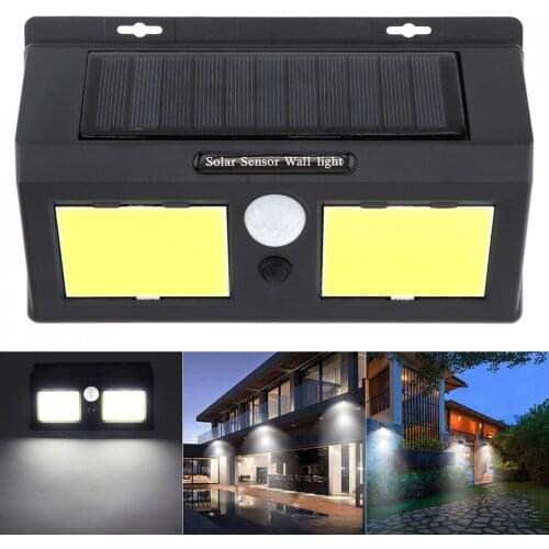 96 COB Outdoor Waterproof Conjoined Double LED Rechargeable Solar Power PIR Motion Sensor Wall Light for Garden Yard hot