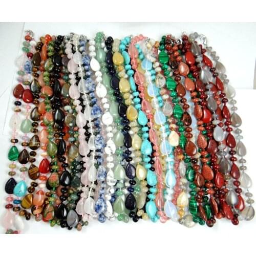 Natural stone Quartz crystal Turquoises tiger eye Water droplets charms Pendant for diy Jewelry making necklace Accessories