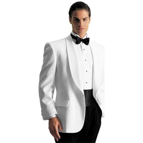 New Men’s Suit Smolking Noivo Terno Slim Fit Easculino Evening Suits For Men White Bridegroom Suit Groomsmen Attire Best Man Wea