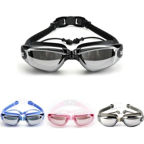 Electroplating Swimming Glasses Myopia Swimming Pool and Professional Waterproof Earplug Swimming Water Formula Glasses Diving