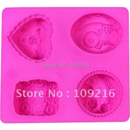 Wholesale!! 1pcs Four-Flower (C1160) Silicone Handmade Soap Mold Crafts DIY Mold