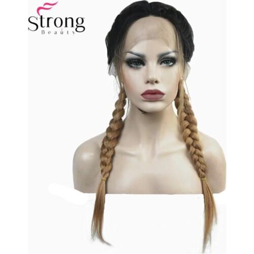 StrongBeauty Synthetic Lace Front Wig Braids Braided Wig Strawberry blond Ombre Hair