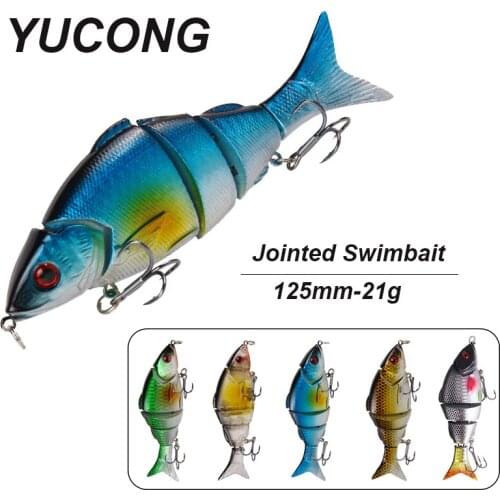 YUCONG 5PCS Jointed Vibration Baits 125mm-21g Multi Segments Minnow Wobblers 5-Sections Fishing Lures Bass Pike Sea Pesca Isca