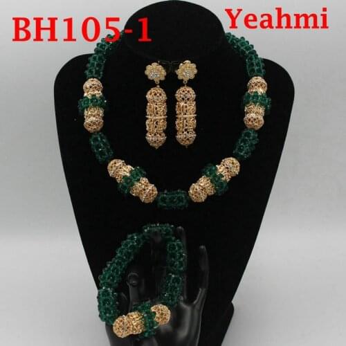 Luxury Wedding African Beads Statement Necklace Set Beads Bridal Jewelry Sets New Free Shipping BH105-1