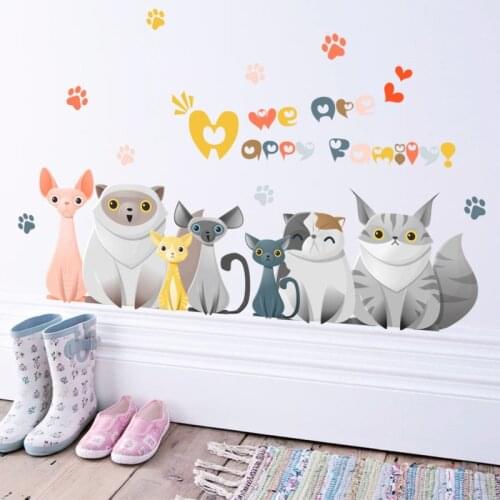 Lovely Cat for Kids Rooms Decals Wall Sticker DIY DIY Cartoon Animal Nursery Kindergarten Decoration Poster