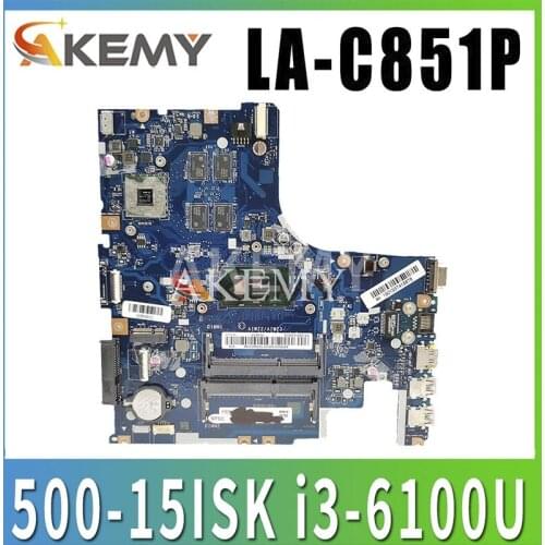 Akemy For Lenovo IdeaPad 500-15ISK LA-C851P Laotop Mainboard LA-C851P Motherboard with i3-6100U R7 GPU