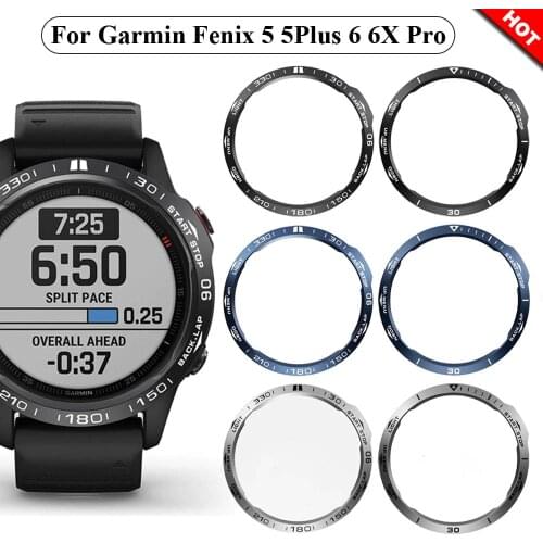 For Garmin Fenix 5/6/6 Pro/6X Sapphire Watch Bezel Ring Stainless Steel Sculptured Time Units Adhesive Anti-Scratch Cover Rings