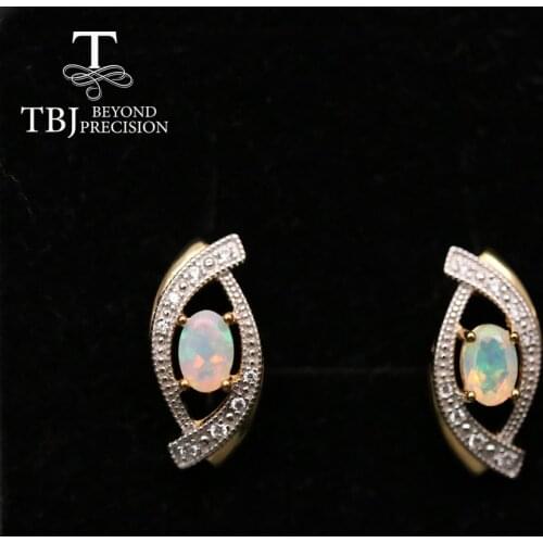 100% Natural Ethiopia Opal clasp earring oval cut 4*6mm 1ct real gemstones fine jewelry 925 sterling silver for girls wife women