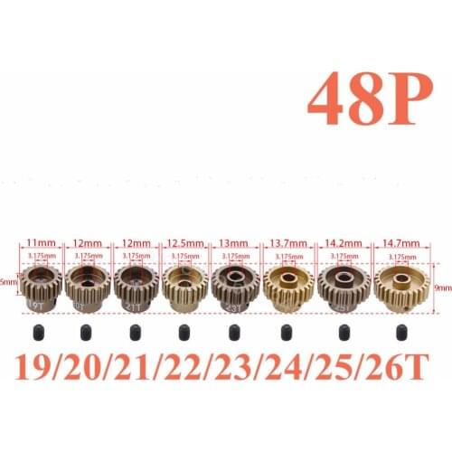 48P Motor Pinion Gear Metal 19T 20T 21T 22T 23T 24T 25T 26T 28T 48 Pitch 3.175mm Associated Losi TLR Traxxas HPI AXIAL Sakura