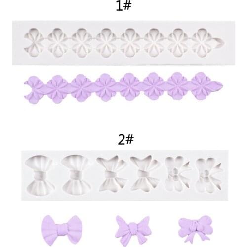 Bowknot Long Striped Flower Border DIY West Point Baking Cake Silicone Mold Cake Decorating Tools