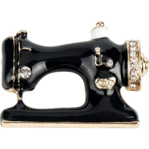 Cute Sewing Machine Brooches Trendy Black Clolor Metal Brooch Pins Charm Jewelry for Women Girls Wedding Party